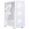 BitFenix Case per PC, BITFENIX Flow (bianco), Midi Tower, ATX, 4 ventole A-RGB da 12 cm, USB 3.0, vetro temperato, frontale in rete