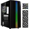 BitFenix Case per PC, BITFENIX Saber Mesh, Midi Tower, ATX, 3 ventole A-RGB da 120 mm, frontale in rete, nero, vetro temperato