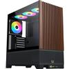 XIGMATEK Case PC XIGMATEK Endorphin WD Nero, Midi-Tower, E-ATX, 4x120mm A-RGB LED, frontale in legno mesh, vetro temperato