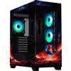 BitFenix Case PC Mid Tower BITFENIX CETO Premium Volcano, ATX, 4x120mm A-RGB, Panoramico, Vetro temperato, Nero