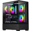 darkflash Case per PC Darkflash C365 ATX E-ATX ITX con vetro temperato nero a 270° e 5 ventole