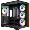 Thermaltake Case per PC Thermaltake View 380 WS ARGB, tower media, compatibile ATX, 4 ventole da 120mm con illuminazione A-RGB, 2 pannelli laterali in vetro temperato, colore nero