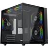 XIGMATEK Case per PC Mini Cube XIGMATEK Aqua M Lite, Micro-ATX, 5 ventole da 120mm ARGB, USB3.0, 2 pannelli in vetro temperato, nero