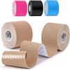HONYAO Nastro Kinesiologico 2 Rotolo, Kinesio Tape 5cm x 5m, Cerotto Kinesiologico per Ginocchio, Spalla e Gomito, Fisioterapiche Impermeabil Traspiranti, Taping Kinesiologico Pelle