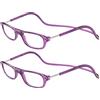 TBOC Pack: Occhiali da Vista Lettura [Due Unità] +2.00 Diottrie Montatura Viola Regolabili Pieghevoli Chiusura Clip Magnetici Vicino Donna Uomo Appendere Collo