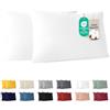 Dreamzie - Federa Cuscino 40x70 cm - Set da 2-100% Cotone - Bianco | Certificato Oeko-Tex · Cerniera · Jersey · 150 g/m² · Traspirante · Lavabile · Morbida · Copricuscino per Divano e Letto