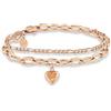 GD GOOD.designs Bracciale cuore per donna - Bracciale con charms multistrato in oro 18K, oro rosa o argento - regolabile (14,5 cm - 19,5 cm) - Catena Figaro, catena a maglie