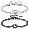 J.Fée 2PCS Bracciali Coppia Bracciale Amicizia Bracciale Donna Argento 925 Bracciali Amicizia Donna, Braccialetti Donne Oro, Regali di Coppia Regalo Amica Regalo Fidanzato Regali Mamma San Valentino