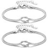 J.Fée 2PCS Bracciali Coppia Bracciale Amicizia Bracciale Donna Argento 925 Bracciali Amicizia Donna, Braccialetti Donne Oro, Regali di Coppia Regalo Amica Regalo Fidanzato Regali Mamma San Valentino