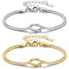 J.Fée 2PCS Bracciali Coppia Bracciale Amicizia Bracciale Donna Argento 925 Bracciali Amicizia Donna, Braccialetti Donne Oro, Regali di Coppia Regalo Amica Regalo Fidanzato Regali Mamma San Valentino
