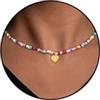 Esmoly Colorate Perle Collana Donna Regalo Donna Compleanno Ragazza 14+2 Inches | Argento/18K Oro Collane Donna con Lettera A-Z