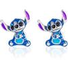 Disney Orecchini a Lobo Stitch in Argento 925 con Smalto Colorato, Comodi e Sicuri, Adatti per Donne e Bambine, Confezione Regalo Inclusa, Gioielli Ufficiali Disney