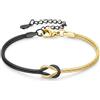 J.Fée 2PCS Bracciali Coppia Bracciale Amicizia Bracciale Donna Argento 925 Bracciali Amicizia Donna, Braccialetti Donne Oro, Regali di Coppia Regalo Amica Regalo Fidanzato Regali Mamma San Valentino