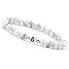 GD GOOD.designs Bracciale di perline Lettera I Perline bianche del braccialetto del nome con autentiche pietre di Howlite I Braccialetto di perline personalizzato con iniziali I Braccialetto fatto a mano