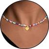 Esmoly Colorate Perle Collana Donna Regalo Donna Compleanno Ragazza 14+2 Inches | Argento/18K Oro Collane Donna con Lettera A-Z