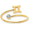 GD GOOD.designs Anello zodiacale in oro con zircone per donne - Anello da donna placcato in oro 18K in acciaio inossidabile 316L | Anello regolabile (misura 52-60) e impermeabile - incl. scatola regalo