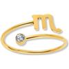 GD GOOD.designs Anello zodiacale in oro con zircone per donne - Anello da donna placcato in oro 18K in acciaio inossidabile 316L | Anello regolabile (misura 52-60) e impermeabile - incl. scatola regalo