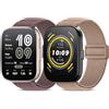 RenSheng 2 Pezzi Cinturini in Tessuto Compatibile con Amazfit Bip 6, Braccialetto in Nylon Elastico con Fibbia Magnetica Compatibile con Amazfit Bip 5 Cinturino