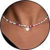 Esmoly Colorate Perle Collana Donna Regalo Donna Compleanno Ragazza 14+2 Inches | Argento/18K Oro Collane Donna con Lettera A-Z