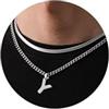 Esmoly Collana Uomo 316L Acciaio Inossidabile Doppia Catena Regalo Uomo Ragazzo | Argento Oro Nero Collana Cubana Uomo con Lettere A-Z 18+20 Inches Catena Serpente Cubana Catena