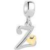 XWN Ciondolo lettere A-Z per bracciale, argento 925, compatibile con Pandora e braccialetti/collane europei, per donne/ragazze X237.