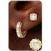 HANLI 2 Paia Orecchini Uomo Cerchio Diamante Argento 925 e Zirconi Cubici Anallergici Leggeri Trendy Gioielli di Moda per le Uomo