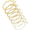 Huiguli 7 Pezzi Bracciale Donna Set, Bracciale Donna Acciaio Inossidabile Impilabili, Moda Braccialetti a Catena Regolabili, Figaro Bracciali Set per Donna Ragazze