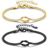 J.Fée 2PCS Bracciali Coppia Bracciale Amicizia Bracciale Donna Argento 925 Bracciali Amicizia Donna, Braccialetti Donne Oro, Regali di Coppia Regalo Amica Regalo Fidanzato Regali Mamma San Valentino