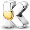 XWN Ciondolo lettere A-Z per bracciale, argento 925, compatibile con Pandora e braccialetti/collane europei, per donne/ragazze X237.