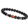 GD GOOD.designs Bracciale uomo con pietra lavica nera da 8 mm - perline di onice I Bracciale elastico a sfera per uomo in pietre naturali autentiche