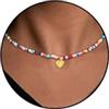 Esmoly Colorate Perle Collana Donna Regalo Donna Compleanno Ragazza 14+2 Inches | Argento/18K Oro Collane Donna con Lettera A-Z