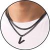 Esmoly Collana Uomo 316L Acciaio Inossidabile Doppia Catena Regalo Uomo Ragazzo | Argento Oro Nero Collana Cubana Uomo con Lettere A-Z 18+20 Inches Catena Serpente Cubana Catena