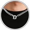 Esmoly 6.5mm Calcio Lettere Collana Uomo 316L Cuban Chain Regalo Uomo Ragazzo | Acciaio Inossidabile Collane 18+2 Inches