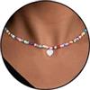 Esmoly Colorate Perle Collana Donna Regalo Donna Compleanno Ragazza 14+2 Inches | Argento/18K Oro Collane Donna con Lettera A-Z