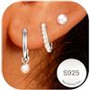 Rajputana Orecchini Pendenti Donna Argento Set Orecchini Cerchio Oro Regalo | Orecchini Donna Argento Orecchini Pendenti Anallergici Donna Sterling Silver Stud Hoops Earrings for Women Gioielli Regali