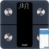 Vitafit Smart Bilancia Pesapersone Digitale Precisione 0,05kg, 182kg, LED | Professionale Fabbrica Dal 2001 Bilancia Impedenziometrica con App di 13 Misurazioni (Grasso Corporeo/BMR/Muscoli), Nero