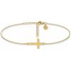 GD GOOD.designs Cavigliere da donna con ciondolo a croce - Cavigliera in acciaio inox 316L oro 18K, oro rosa o argento | Impermeabile e regolabile (22-27 cm)
