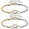 J.Fée 2PCS Bracciali Coppia Bracciale Amicizia Bracciale Donna Argento 925 Bracciali Amicizia Donna, Braccialetti Donne Oro, Regali di Coppia Regalo Amica Regalo Fidanzato Regali Mamma San Valentino