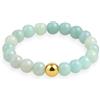GD GOOD.designs Anello antistress in pietre naturali | Anelli elastici donna con perlina placcata in argento 925 dorato | Anelli anti-ansia impermeabili - Misura 54-60