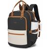 KONO Zaino Donna Porta PC 15,6 Pollici, Impermeabile, Grande Capacità con Tasca Porta Borraccia, Zaino per PC Portatile per Lavoro, Università e Viaggio (Nero/Beige)