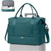 WEPLAN Borsone da Viaggio Donna Borsa Bagaglio a Mano 45x36x20 Easyjet | Borsa da Viaggio con Scomparto Scarpe Borsa Parto Ospedale Mamma Borsa da Cabina Weekend Borsone Palestra,E04-Blu Pavone