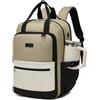 KONO Zaino Donna Porta PC 15,6 Pollici, Impermeabile, Grande Capacità con Tasca Porta Borraccia, Zaino per PC Portatile per Lavoro, Università e Viaggio (Kaki/Beige)