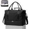 WEPLAN Borsone da Viaggio Donna Borsa Bagaglio a Mano 45x36x20 Easyjet | Borsa da Viaggio con Scomparto Scarpe Borsa Parto Ospedale Mamma Borsa da Cabina Weekend Borsone Palestra,E02-Nero