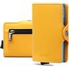 Bronzi Nuovo Portafoglio Porta Carte Credito - Portafoglio Uomo Slim Portacarte uomo - Mini Porta Tessere - Protezione RFID Portatessere Pelle - Design Smart Italiano (Giallo)
