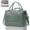 WEPLAN Borsone da Viaggio Donna Borsa Bagaglio a Mano 45x36x20 Easyjet | Borsa da Viaggio con Scomparto Scarpe Borsa Parto Ospedale Mamma Borsa da Cabina Weekend Borsone Palestra,E03-Verde Militare