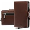 Bronzi Portafoglio Porta Carte Credito - Portafoglio Uomo Donna Slim Portacarte uomo - Mini Porta Tessere - Protezione RFID - Design Smart Italiano Scatola Regalo inculsa (Pelle, Marrone)