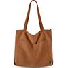 Prite Borsa tote in velluto a coste da donna con cerniera, grande capacità, borsa a tracolla con tracolla regolabile e tasche, borsa impermeabile per lavoro, scuola, shopping, viaggi, università