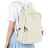 HYC00 Zaino Scuola Superiore Ragazza Zaini da Scuola Media Ragazzo Zainetto | Zaini Scolastici Leggero Zaino Università Donna Antifurto Impermeabile Zaino Porta PC Uomo School Backpack for Girls,A-Beige