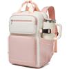 KONO Zaino Donna Porta PC 15,6 Pollici, Impermeabile e Grande Capacità con Tasca Porta Borraccia, Zaino Antifurto per PC Portatile, per Lavoro, Università e Viaggio (Beige/Rosa)