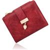 Pomelo Best Portafoglio Donna in Pelle Vegana con Protezione RFID, 8 Scomparti Carte e Finestrino Patente, Portamonete con Cerniera (Rosso)